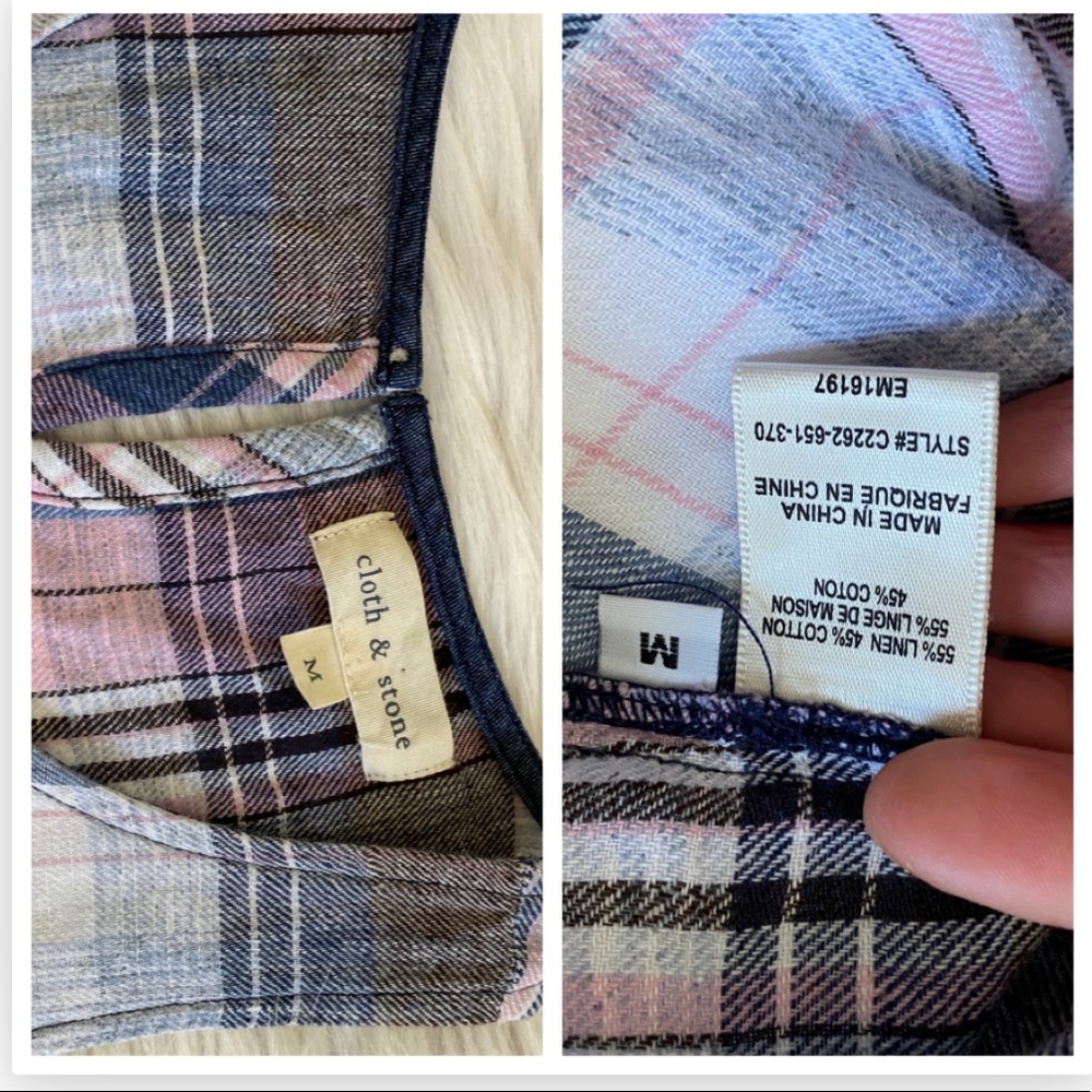 Anthropologie Cloth & Stone Plaid Fringe Tank - Picture 6 of 6